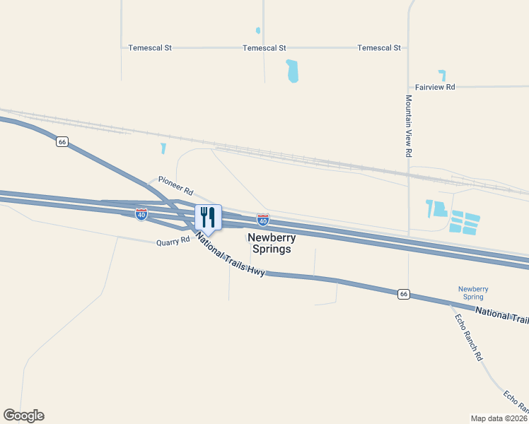 map of restaurants, bars, coffee shops, grocery stores, and more near 31677 Trails End Street in Newberry Springs