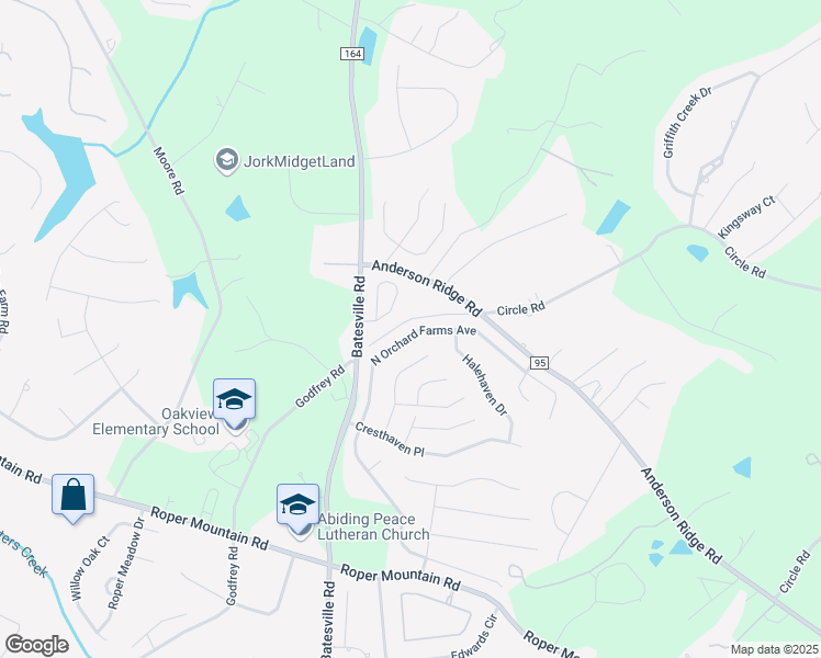 map of restaurants, bars, coffee shops, grocery stores, and more near 41 North Orchard Farms Avenue in Simpsonville