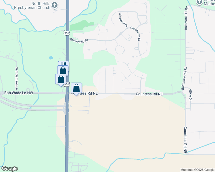 map of restaurants, bars, coffee shops, grocery stores, and more near 119 Jacque-Jim Drive in Huntsville