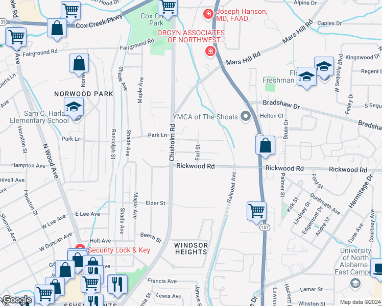 map of restaurants, bars, coffee shops, grocery stores, and more near 538 Martha Street in Florence