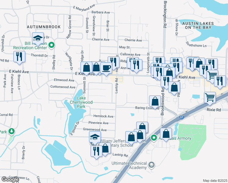 map of restaurants, bars, coffee shops, grocery stores, and more near 8300 Woodview Drive North in Sherwood