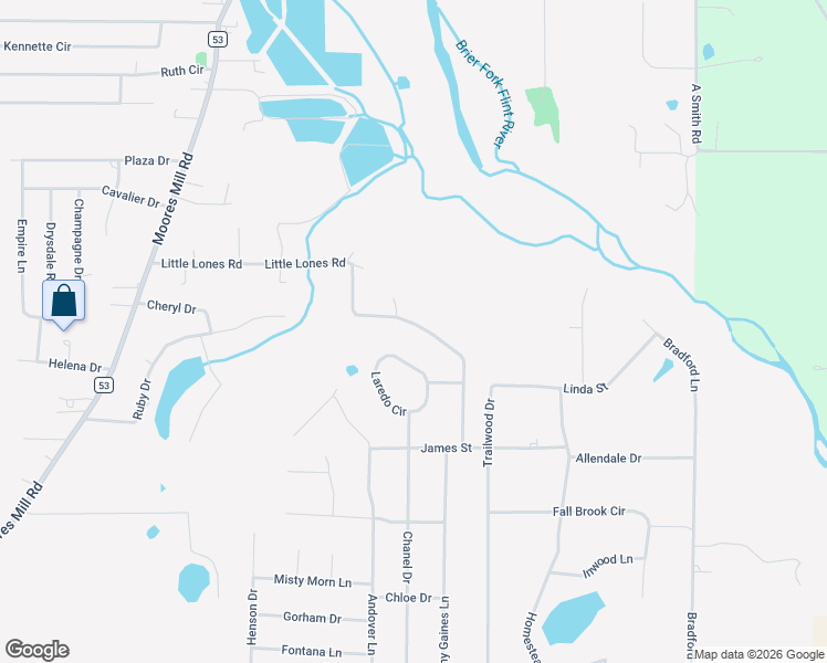 map of restaurants, bars, coffee shops, grocery stores, and more near 410 Little Lones Road in Huntsville