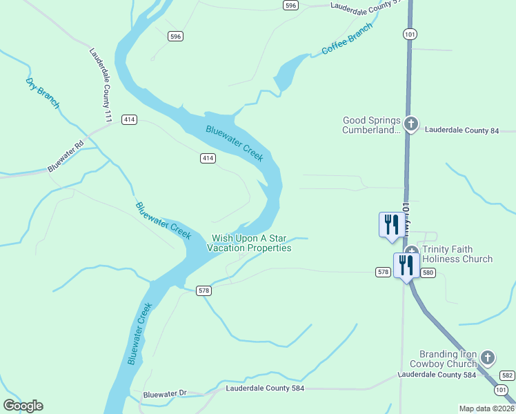 map of restaurants, bars, coffee shops, grocery stores, and more near 607 County Road 414 in Killen