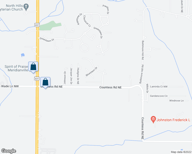 map of restaurants, bars, coffee shops, grocery stores, and more near 105 Silkyscale Circle in Meridianville