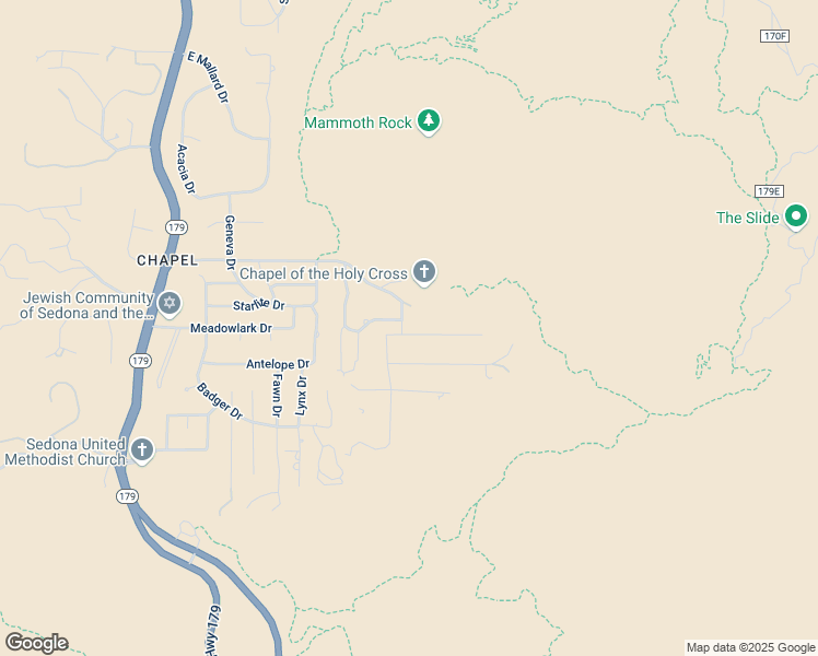 map of restaurants, bars, coffee shops, grocery stores, and more near 10 Gambel Lane in Sedona