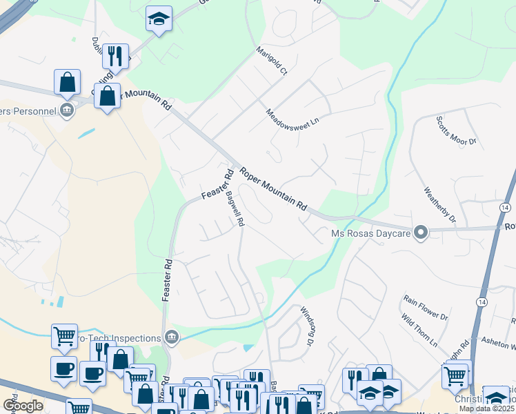 map of restaurants, bars, coffee shops, grocery stores, and more near 55 Cantera Circle in Greenville