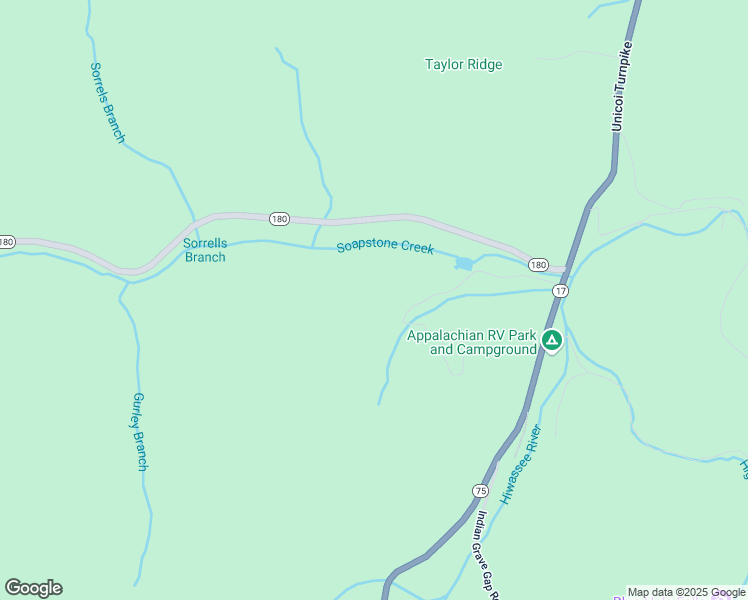 map of restaurants, bars, coffee shops, grocery stores, and more near 8578 Soapstone Creek Circle in Hiawassee