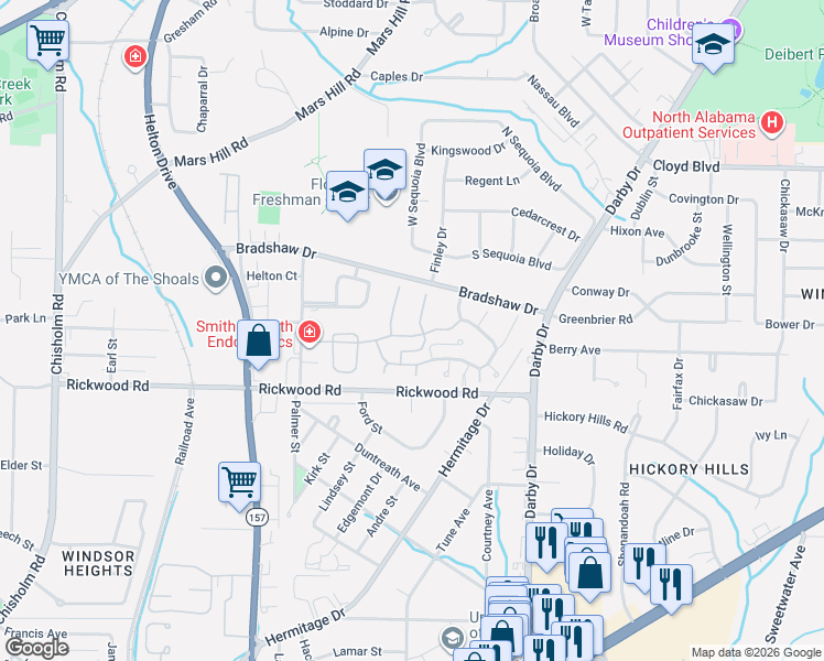 map of restaurants, bars, coffee shops, grocery stores, and more near 200-298 Heather Court in Florence