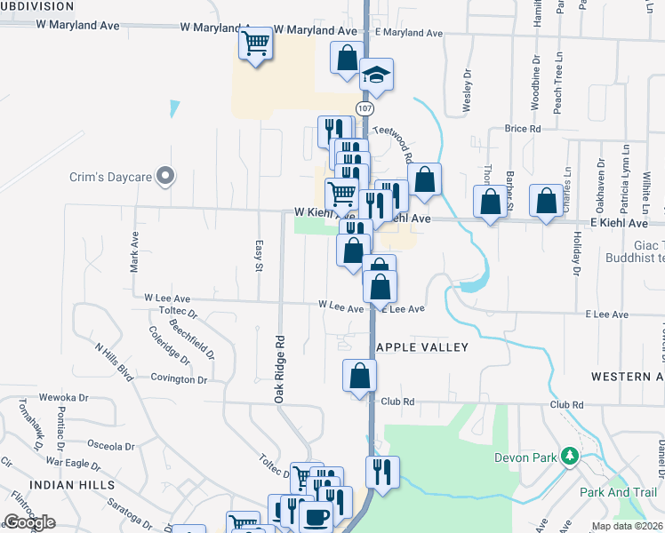 map of restaurants, bars, coffee shops, grocery stores, and more near 19 Helen Drive in Sherwood