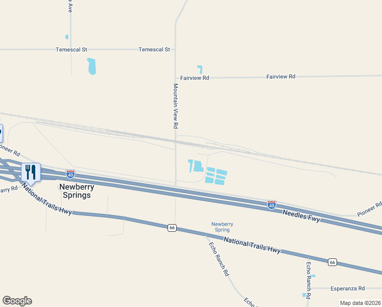 map of restaurants, bars, coffee shops, grocery stores, and more near 31865 Mountain View Road in Newberry Springs