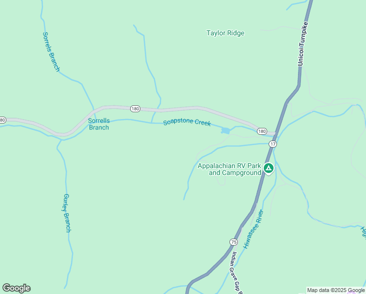 map of restaurants, bars, coffee shops, grocery stores, and more near 8578 Soapstone Creek Circle in Hiawassee
