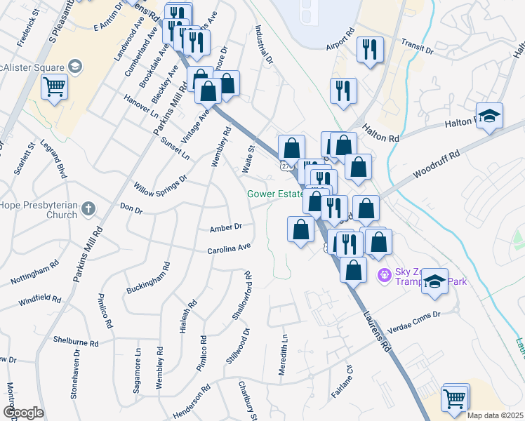 map of restaurants, bars, coffee shops, grocery stores, and more near 10 Laurel Creek Lane in Greenville