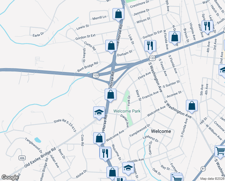 map of restaurants, bars, coffee shops, grocery stores, and more near 2000 Old Easley Bridge Road in Greenville
