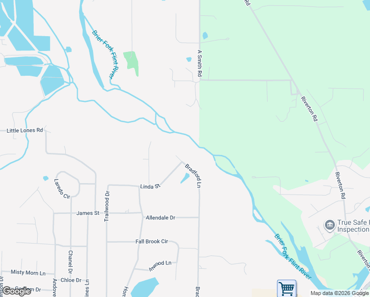map of restaurants, bars, coffee shops, grocery stores, and more near 579 Bradford Lane in Huntsville