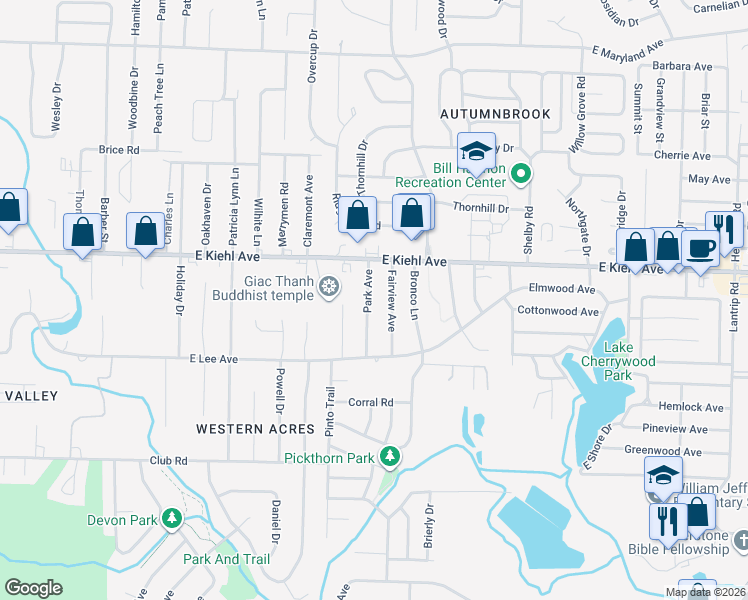 map of restaurants, bars, coffee shops, grocery stores, and more near 8213 Fairview Avenue in Sherwood