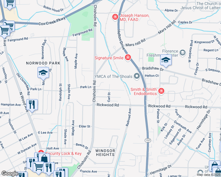 map of restaurants, bars, coffee shops, grocery stores, and more near 607 Marion Street in Florence