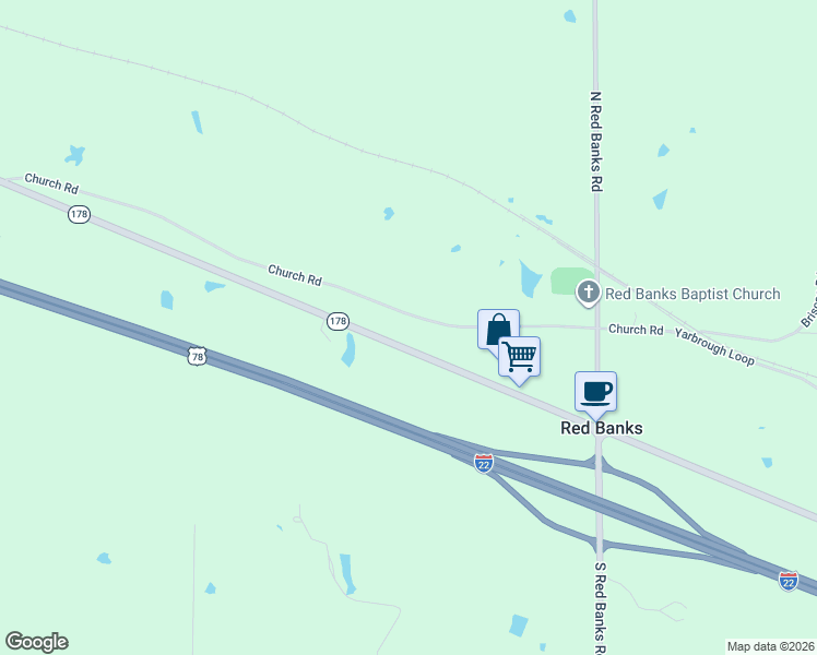 map of restaurants, bars, coffee shops, grocery stores, and more near 4326 Highway 178 in Red Banks