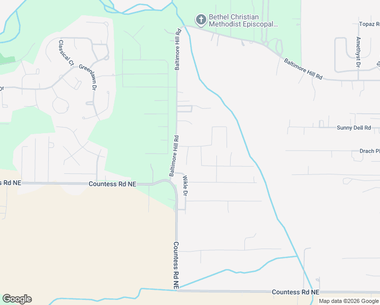 map of restaurants, bars, coffee shops, grocery stores, and more near 203 Baltimore Hill Road in Huntsville
