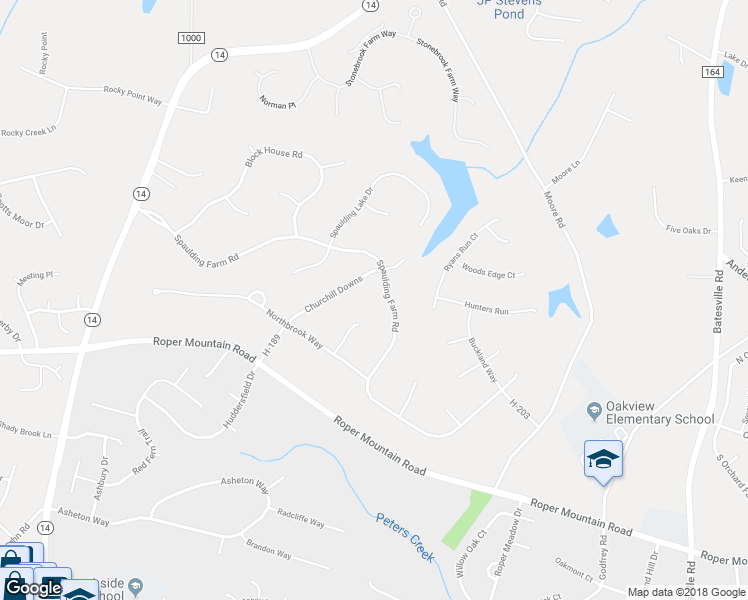 map of restaurants, bars, coffee shops, grocery stores, and more near 504 Spaulding Farm Road in Greenville