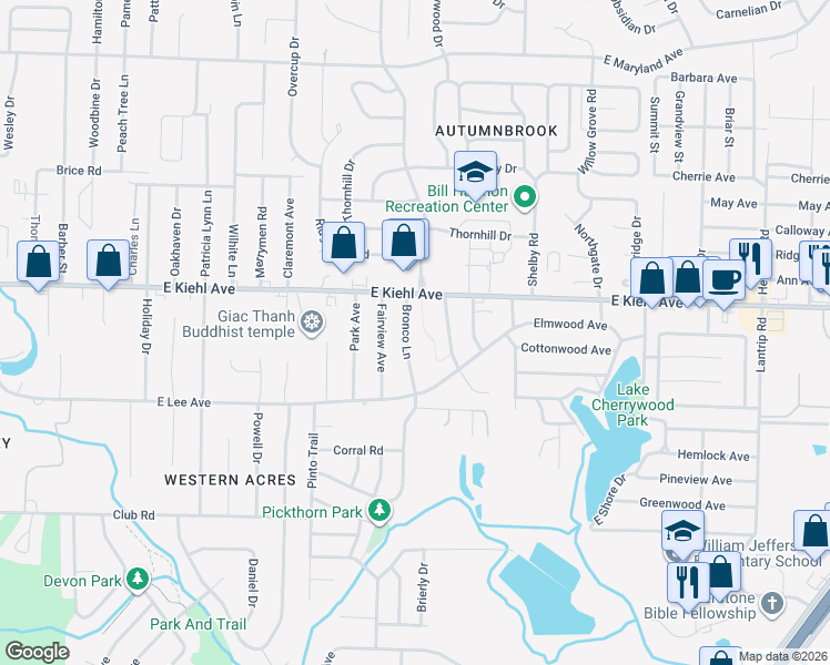 map of restaurants, bars, coffee shops, grocery stores, and more near 8212 Bronco Lane in Sherwood