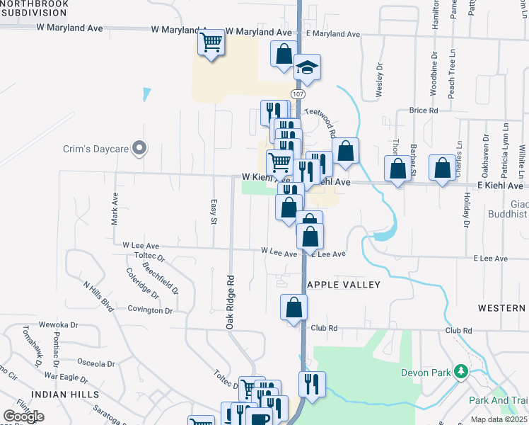 map of restaurants, bars, coffee shops, grocery stores, and more near 19 Helen Drive in Sherwood