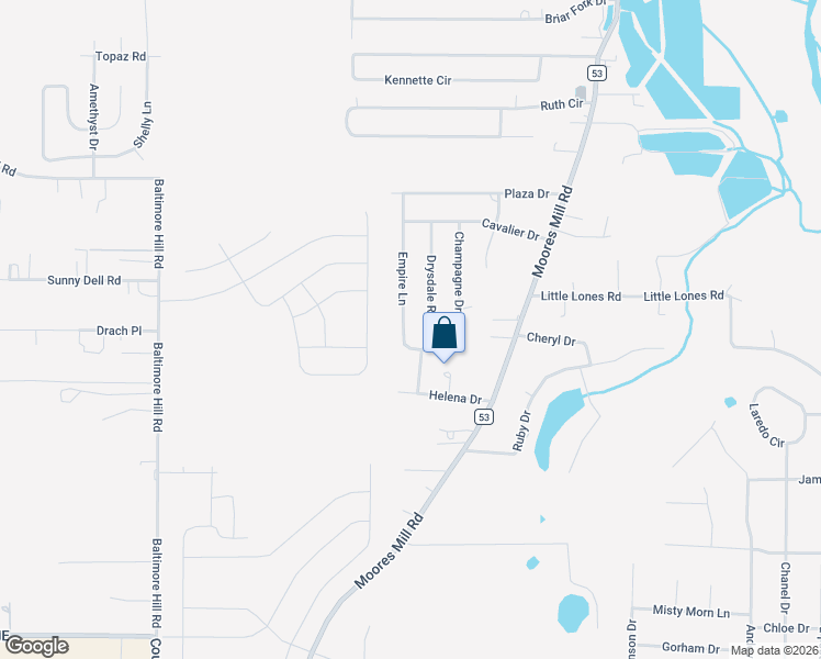 map of restaurants, bars, coffee shops, grocery stores, and more near 169 Empire Lane in Huntsville