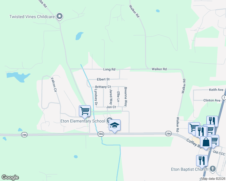 map of restaurants, bars, coffee shops, grocery stores, and more near 132 Jared Way in Chatsworth