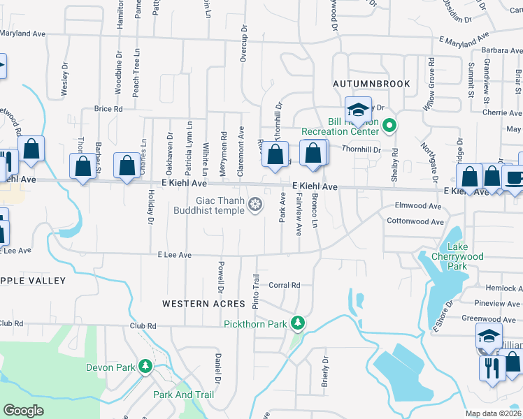 map of restaurants, bars, coffee shops, grocery stores, and more near 8500 Claremont Avenue in North Little Rock
