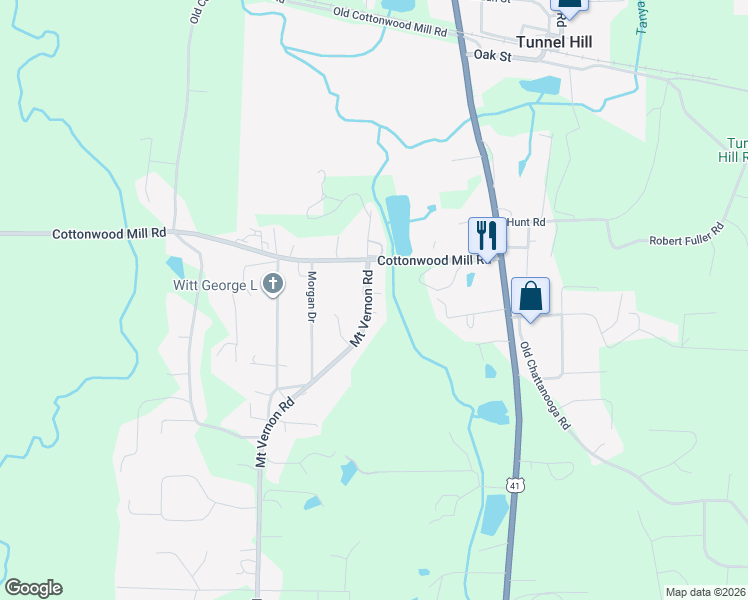 map of restaurants, bars, coffee shops, grocery stores, and more near 925 Mount Vernon Road in Tunnel Hill