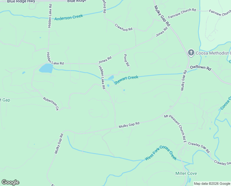 map of restaurants, bars, coffee shops, grocery stores, and more near 1209 Hidden Lake Road in Blairsville