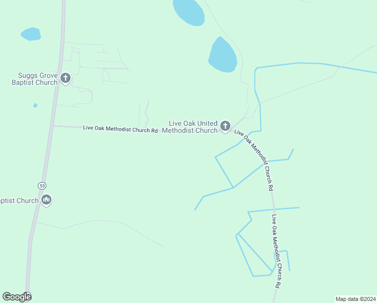 map of restaurants, bars, coffee shops, grocery stores, and more near 690 Live Oak Methodist Church Road in White Oak