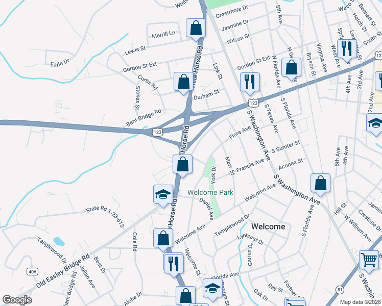 map of restaurants, bars, coffee shops, grocery stores, and more near 2000 Old Easley Bridge Road in Greenville