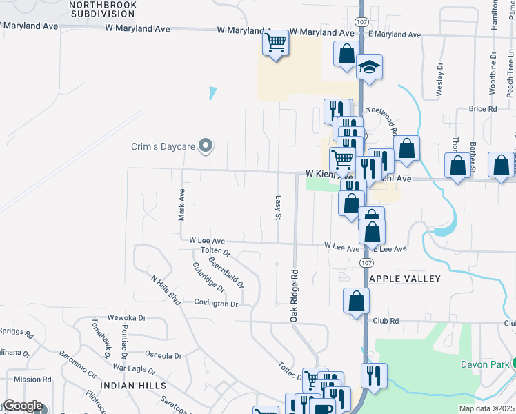 map of restaurants, bars, coffee shops, grocery stores, and more near 8217 Tall Oaks in Sherwood