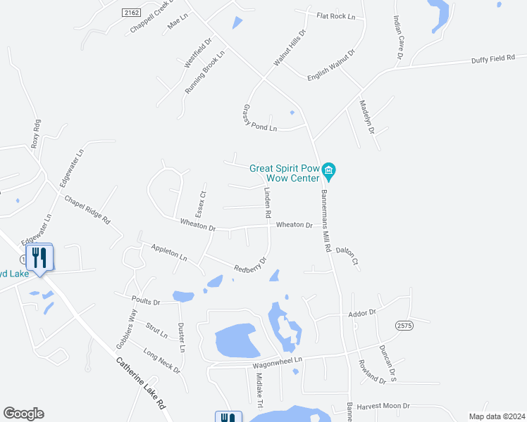 map of restaurants, bars, coffee shops, grocery stores, and more near 105 Linden Road in Richlands