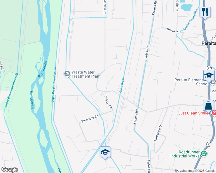map of restaurants, bars, coffee shops, grocery stores, and more near 6 North Park Lane in Peralta