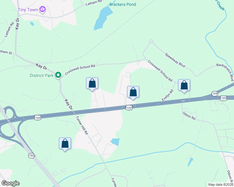 map of restaurants, bars, coffee shops, grocery stores, and more near 129 Edens Road in Easley