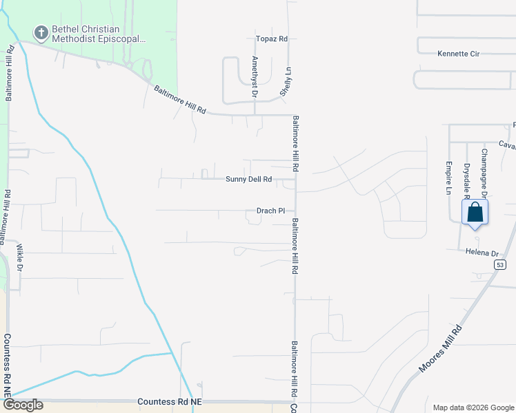 map of restaurants, bars, coffee shops, grocery stores, and more near 146 Drach Place in Huntsville