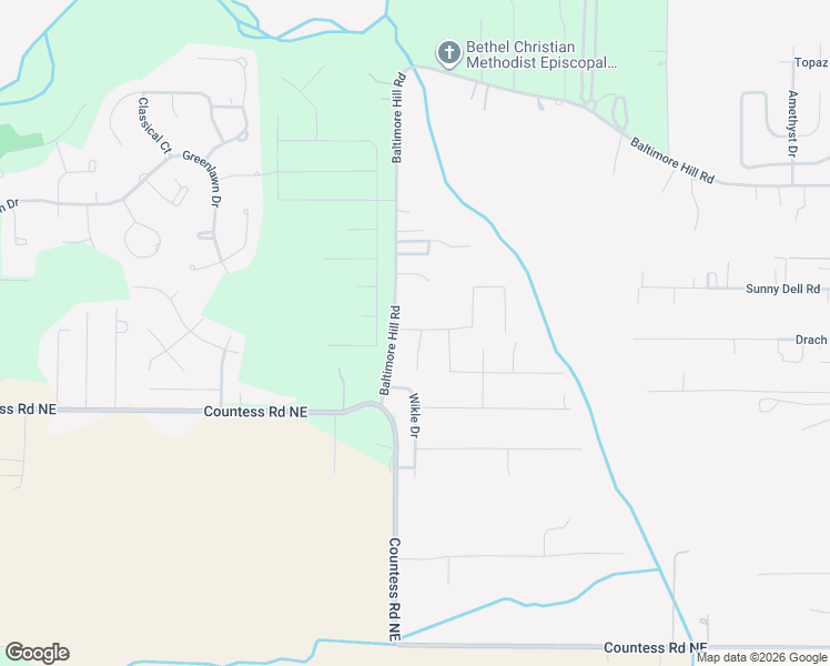 map of restaurants, bars, coffee shops, grocery stores, and more near 203 Baltimore Hill Road in Huntsville