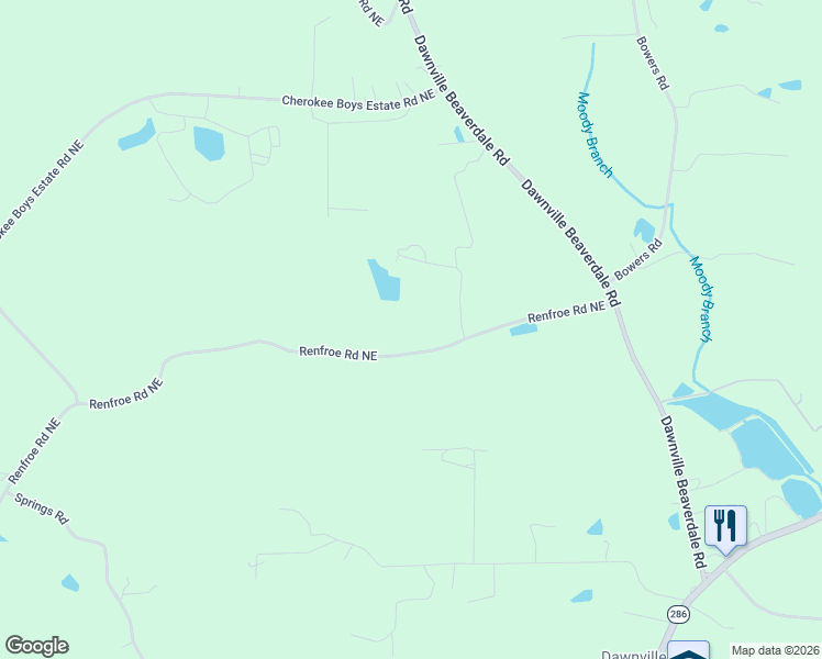 map of restaurants, bars, coffee shops, grocery stores, and more near 1979 Renfroe Road Northeast in Dalton