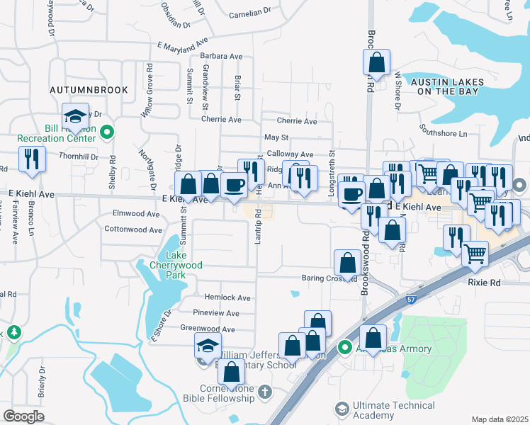 map of restaurants, bars, coffee shops, grocery stores, and more near 3400 East Kiehl Avenue in Sherwood