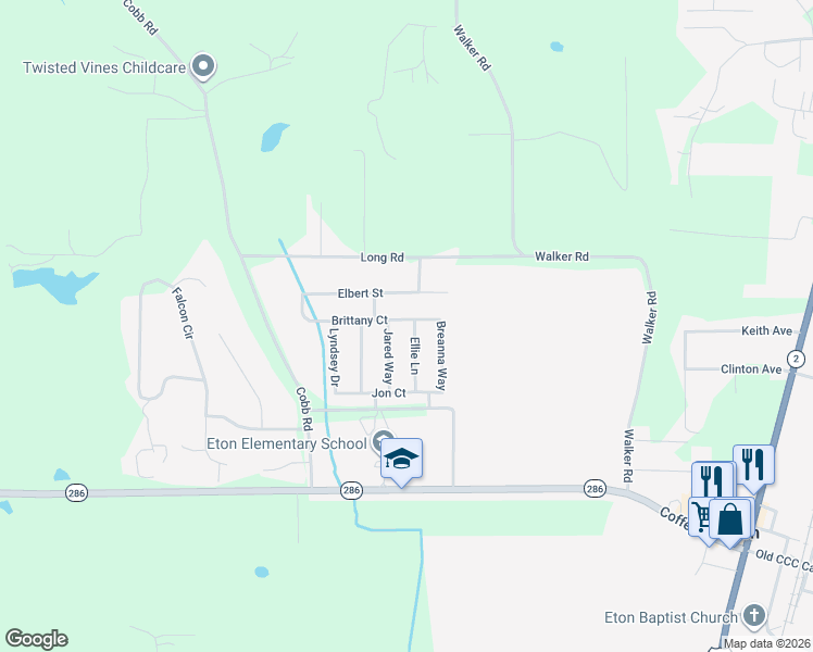map of restaurants, bars, coffee shops, grocery stores, and more near 132 Jared Way in Chatsworth