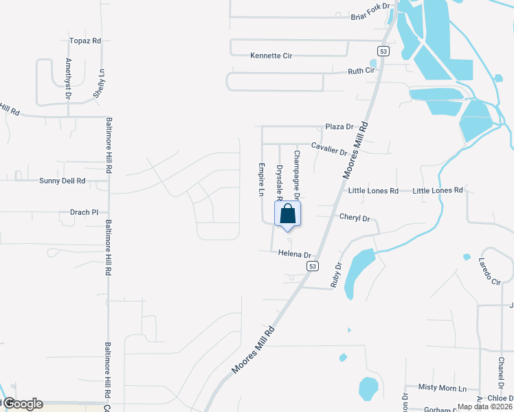 map of restaurants, bars, coffee shops, grocery stores, and more near 176 Empire Lane in Huntsville
