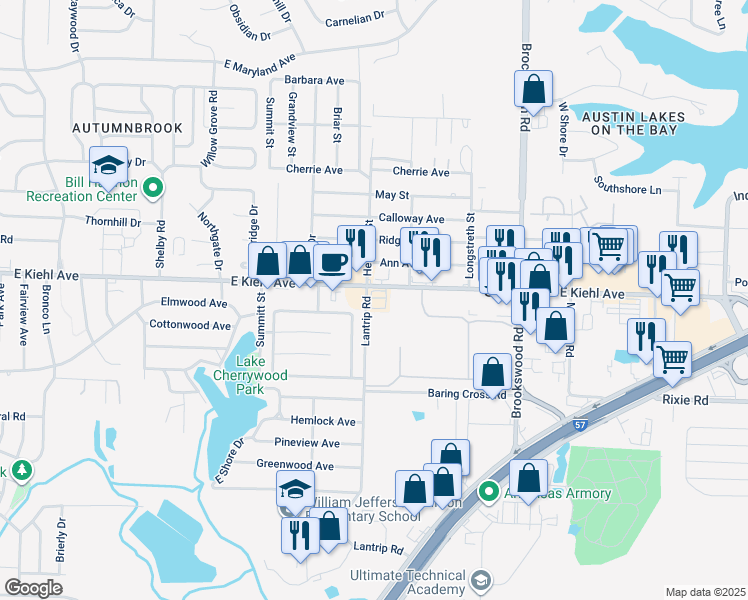 map of restaurants, bars, coffee shops, grocery stores, and more near 103a Lantrip Road in Sherwood