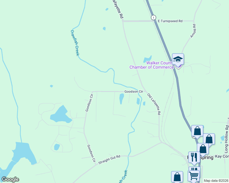 map of restaurants, bars, coffee shops, grocery stores, and more near 257 Goodson Circle in Rock Spring