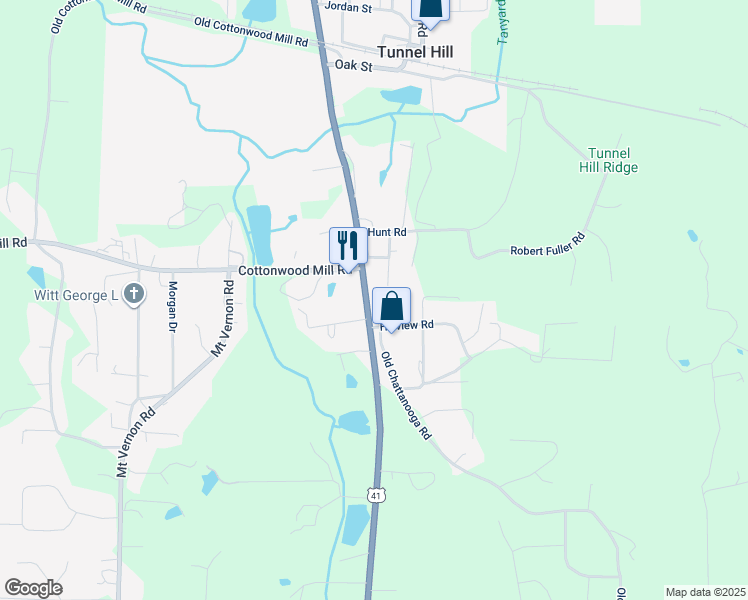 map of restaurants, bars, coffee shops, grocery stores, and more near 113 Hillview Road in Tunnel Hill