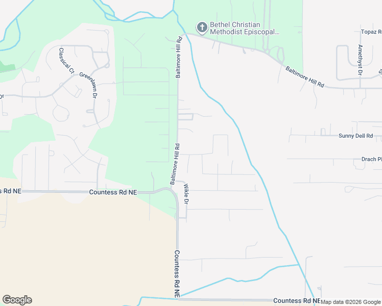 map of restaurants, bars, coffee shops, grocery stores, and more near 203 Baltimore Hill Road in Huntsville