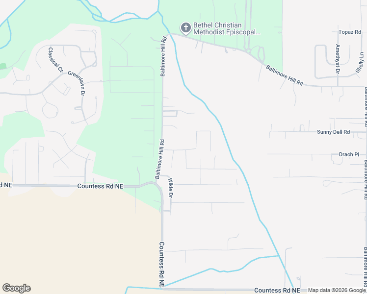 map of restaurants, bars, coffee shops, grocery stores, and more near 203 Baltimore Hill Road in Huntsville
