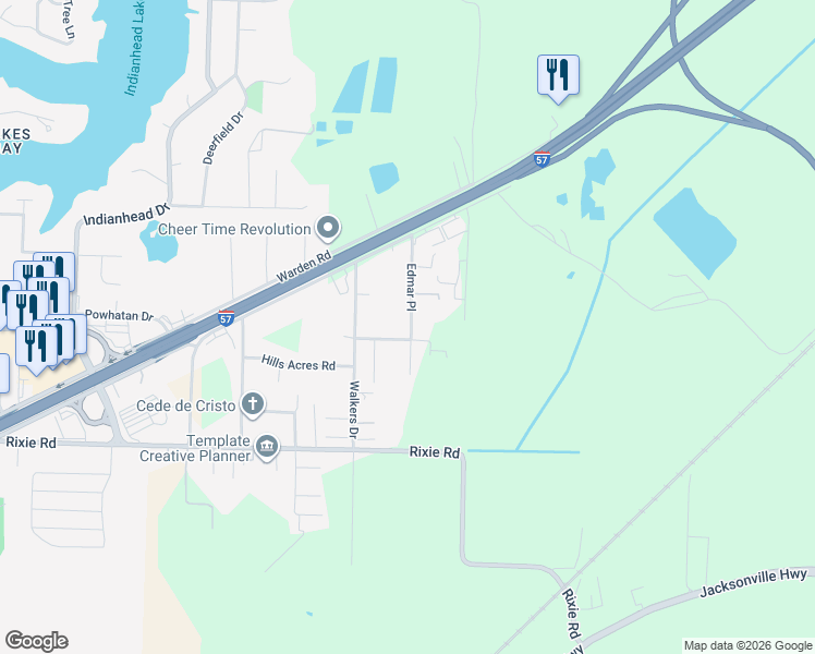 map of restaurants, bars, coffee shops, grocery stores, and more near 15430 Cumridge Lane in North Little Rock