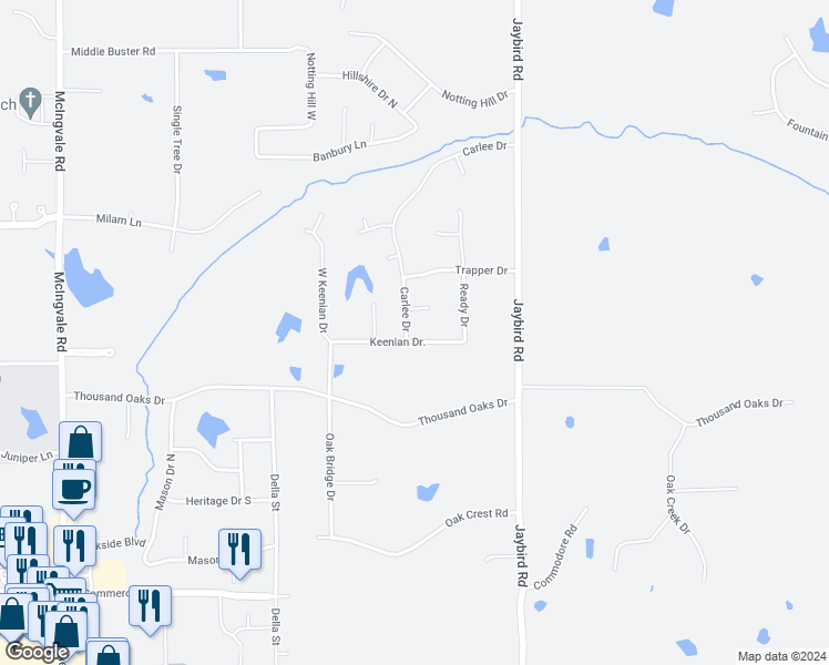 map of restaurants, bars, coffee shops, grocery stores, and more near 1788 Keenlan Drive in Hernando