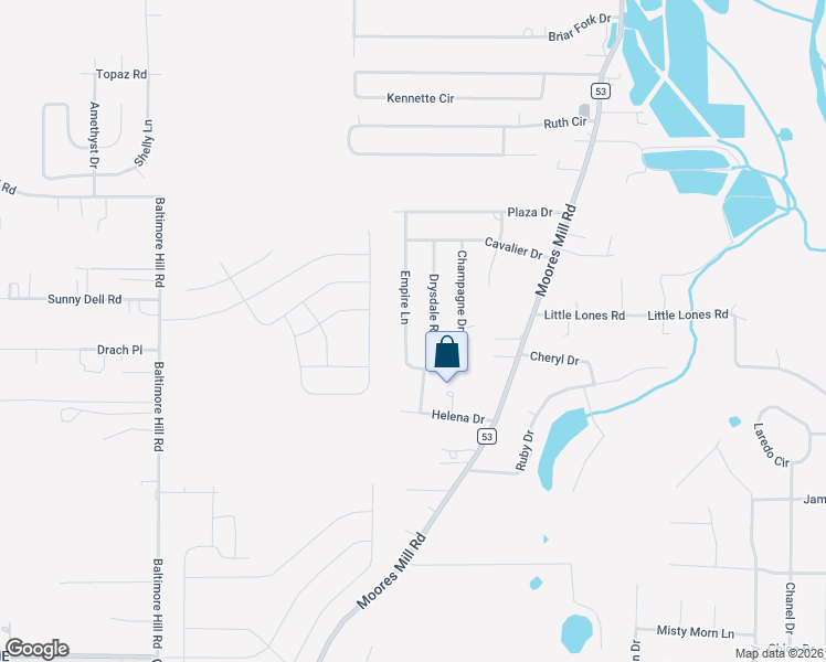 map of restaurants, bars, coffee shops, grocery stores, and more near 169 Empire Lane in Huntsville